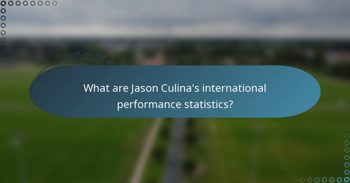 What are Jason Culina's international performance statistics?